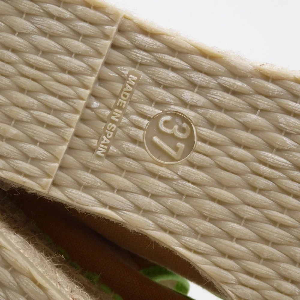 Free People Surfside 2.0 Espadrille Mary Jane Tan Green Buckle Platform 37 / 6.5